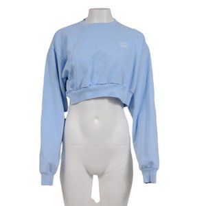 Livin Cool Womens Crop Top Sweatshirt Medium Baby Blue Cotton Pullover Sweater